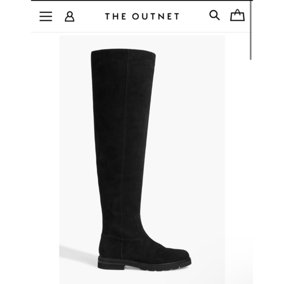 Women's Stuart Weitzman Chicago Over-the-knee Boots Black 100%Suede Flats 9/39.5 - Picture 1 of 6